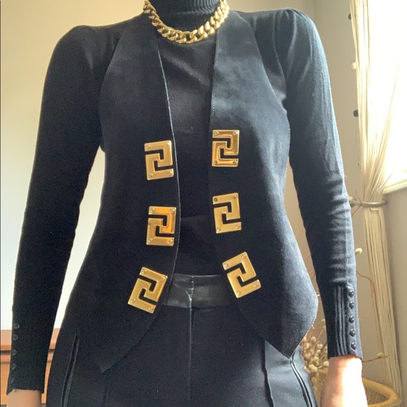 Vintage Jackets & Blazers - Vintage Leather & Gold Hardware Vest Size Small